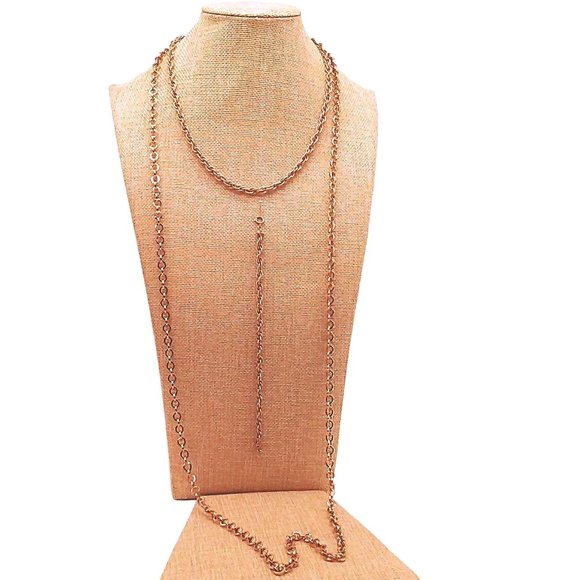 Bundle Lot Jewelry 2-Goldtone Chains 48" + 18" link with 7" matching Bracelet - Picture 2 of 6